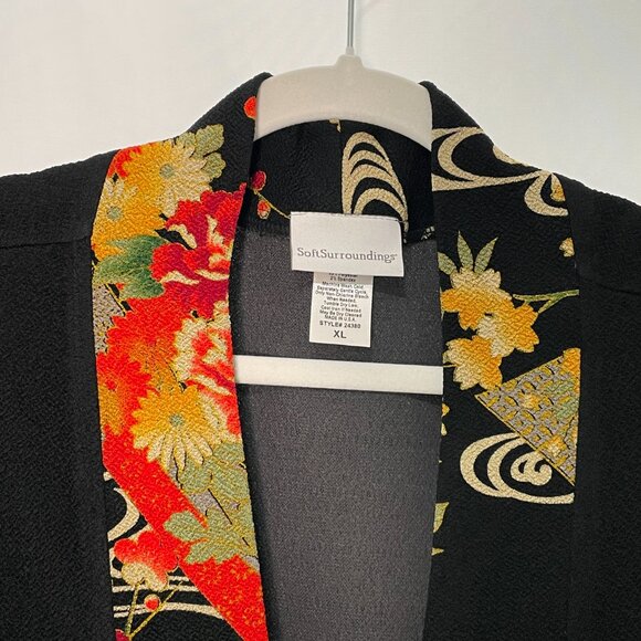 SOFT SURROUNDINGS Kimono Jacket, Black/Red/Green - XL - Picture 3 of 9